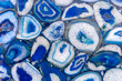 Blue agate in section. Texture and background of blue agate.