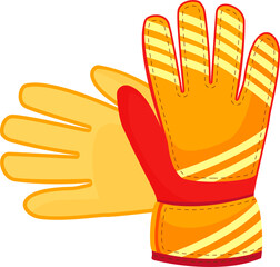 Poster - Soccer goalkeeper gloves semi flat color  raster object. Sporting equipment. Sports gear. Fitness tool. Full sized item on white. Simple cartoon style illustration for web graphic design and animation