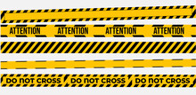 Warning Tapes Set For Construction And Crime. Vector Illustaration. Yellow Security Warning Tapes Set Caution