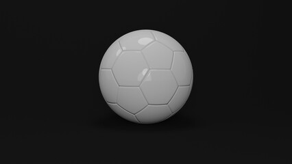 Wall Mural - White soccer shiny leather ball isolated on black background. Football concept. Sport. 3D render