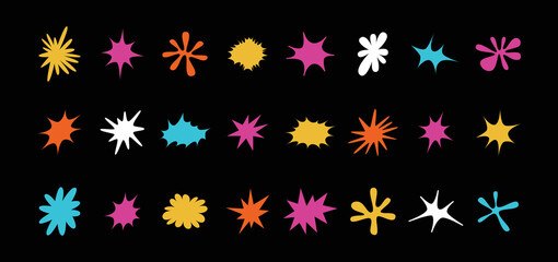 Aufkleber - Vector set of minimalist design elements, futuristic shapes and geometric figures and stars - abstract background elements for branding, packaging, prints and social media posts