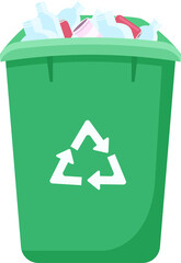 Poster - Trash can for plastic bottles semi flat color raster object. Collecting garbage for recycling. Full sized item on white. Simple cartoon style illustration for web graphic design and animation