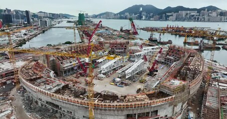 Canvas Print - Aerial view of Hong Kong construction site