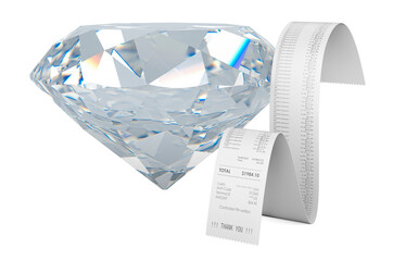 Poster - Printed receipt, bill with diamond, 3D rendering