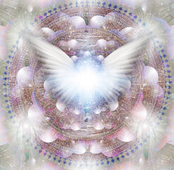 Wall Mural - shining wings in a center of indian mandala