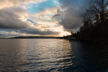 Wall Mural - 2022-11-22 MERCER ISLAND PUFFY CLOUDS IN SHORELINE ON LAKE WASHINGTON WITH BEAUTIFUL PUFFY CLOUDS IN THE PACIFIC NORTHWEST