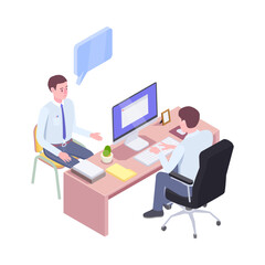 Wall Mural - Isometric Recruitment Interview Composition