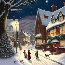 Christmas Card - Village Life