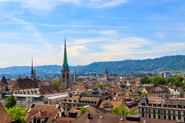 Wall Mural - Aerial view of the old town of Zurich, Switzerland