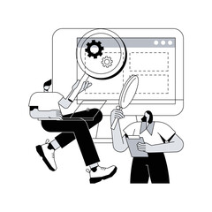 Poster - user research abstract concept vector illustration. design project, online survey, reports and analy