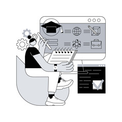 Poster - Course enrollment abstract concept vector illustration. Enroll in a course, apply for degree program, add to study plan, online enrollment system, registration form, new student abstract metaphor.