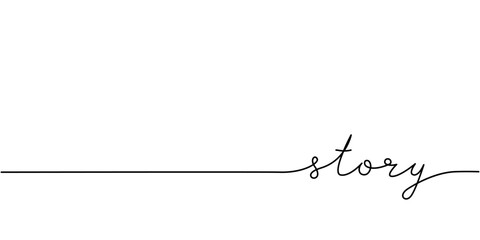 Wall Mural - story word - continuous one line with word. minimalistic drawing of phrase illustration.