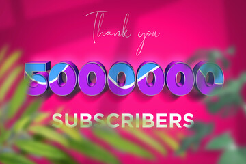5000000 subscribers celebration greeting banner with Blue Purple Design