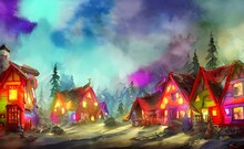 In The Distance, There Is A Village With Brightly Lit Houses And Fuzzy Red Chimneys. It Looks Like Christmas Central! The Closer You Get, The More Excited You Feel. There Are Elves Everywhere, Running