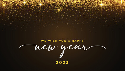 happy new year 2023 background with golden glitter