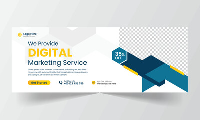 modern Professional Digital marketing social media Facebook cover or web banner template,	
