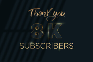 8 K  subscribers celebration greeting banner with Luxury Design