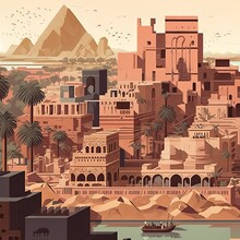 Egypt Ancient City Illustration