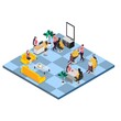 Activity in a beauty salon 3d isometric