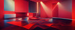 Abstract red room . modern digital art illustration.