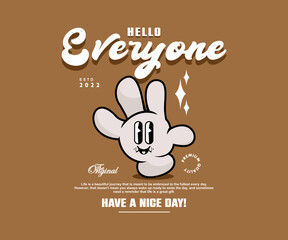 Retro Poster cartoon character of hand Graphic Design for T shirt Street Wear and Urban Style