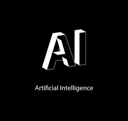 Poster - abstract ai artificial intelligence simple elegant black and white illustration background vector