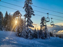 Ski Lift In The Sunset