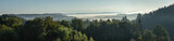 Fototapeta Kuchnia - Poranne chmury nad zalewem Solińskim, mglisty wschód słońca w górach, mgła w dolinach. Bieszczady we mgle, Karpaty,