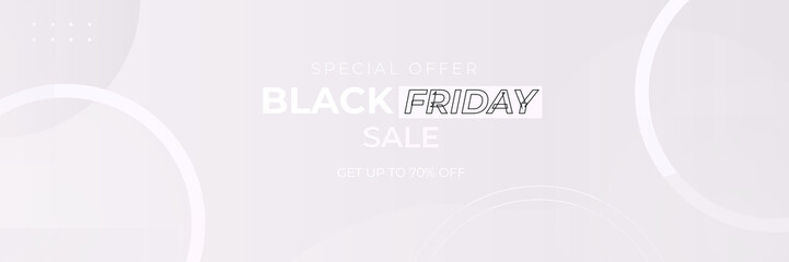 Canvas Print - Black Friday and Cyber Monday banner long narrow header for website. 3d white realistic design and sale text. Stock vector illustration.