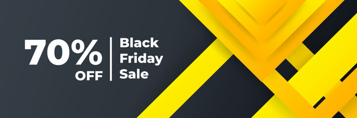 Canvas Print - Black Friday and Cyber Monday banner long narrow header for website. 3d black and blue realistic design and sale text. Stock vector illustration.