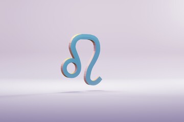 Poster - Beautiful illustration blue zodiac Leo symbol icons on a bright pink  background. 3d rendering illustration. Background pattern for design..