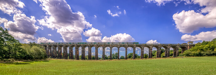 Ouse Valley Viaduct, the amazing train viaduct on a summer day in England UK