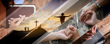 Fototapeta  - Christian Religion concept background. card design template.