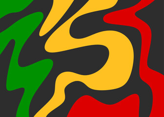 Poster - Abstract background with colorful wavy lines pattern and with Jamaican color theme