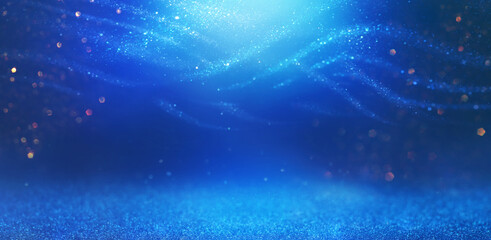 Wall Mural - background of abstract bluer and silver glitter lights. defocused
