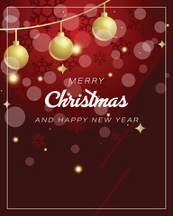 Wall Mural - Merry Christmas Red Luminous Poster Card