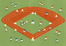 Illustration Of Baseball Players Training On Field