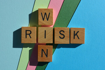 Canvas Print - Win, Risk, words as crossword