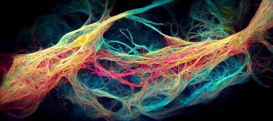 Abstract colorful fluorescent neon background. Organic lines as abstract wallpaper background design.