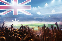 Soccer Background Football Supporters And Australia Flag