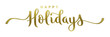 HAPPY HOLIDAYS gold brush lettering 3D render on transparent background