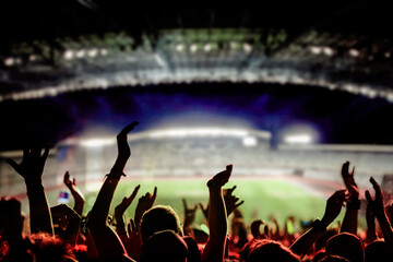 Poster - football or soccer fans at a game in a stadium world cup