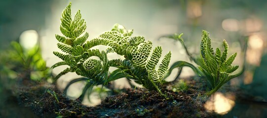 Wall Mural - Fern botanical background pattern, intricate and highly detailed,