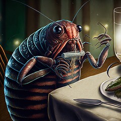 Bugs and critters as part of modern cuisine, metaphor illustration