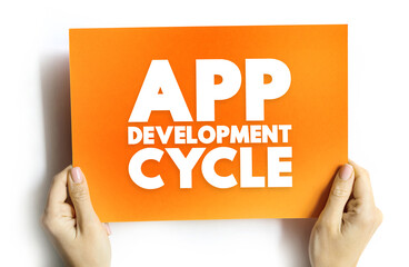 Aufkleber - App Development Cycle text concept on card for presentations and reports