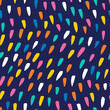 Hand drawn colorful dot seamless pattern. Organic irregular spots in trendy multicolored background. Random simple brushstroke spotty print for any graphic design.