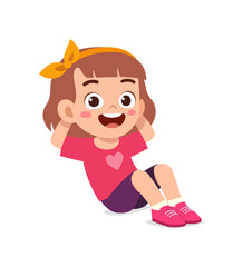 Sticker - little kid do exercise named sit up