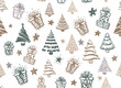 Christmas tree hand drawn illustrations. Vector