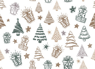 Wall Mural - christmas tree hand drawn illustrations. vector