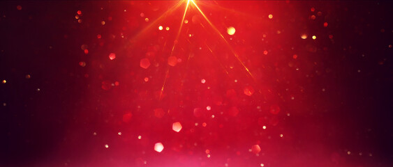 Wall Mural - background of abstract red, gold and black glitter lights. defocused